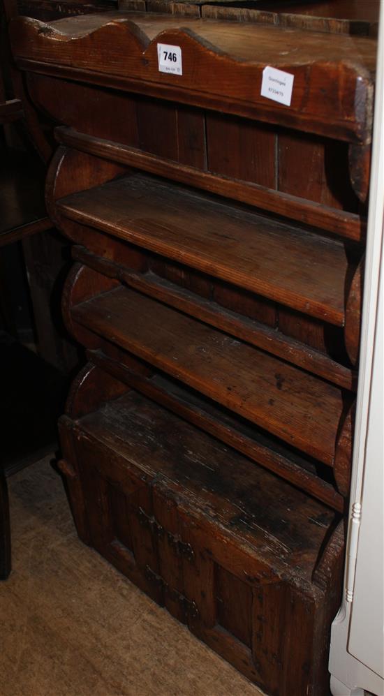 Stripped pine plate rack combined two door hanging wall cupboard(-)